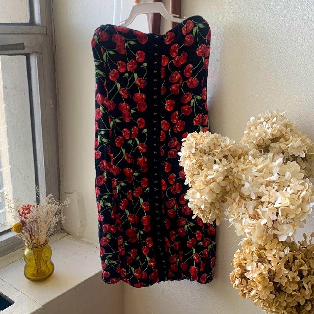 Strapless cherry dress, UO Cooperative, size XS